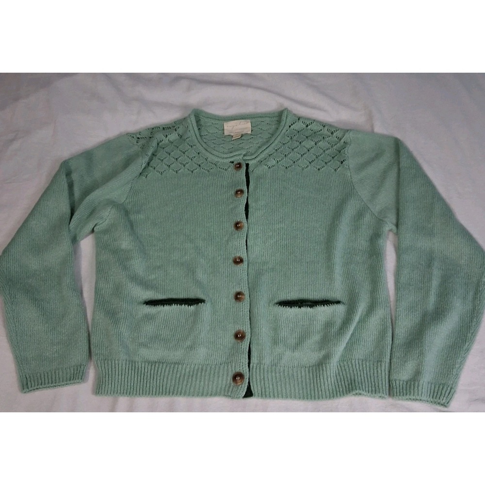 Evy's Tree The Kaylee Knit Cardigan Button Up Size 1X Mint Green Grannycore